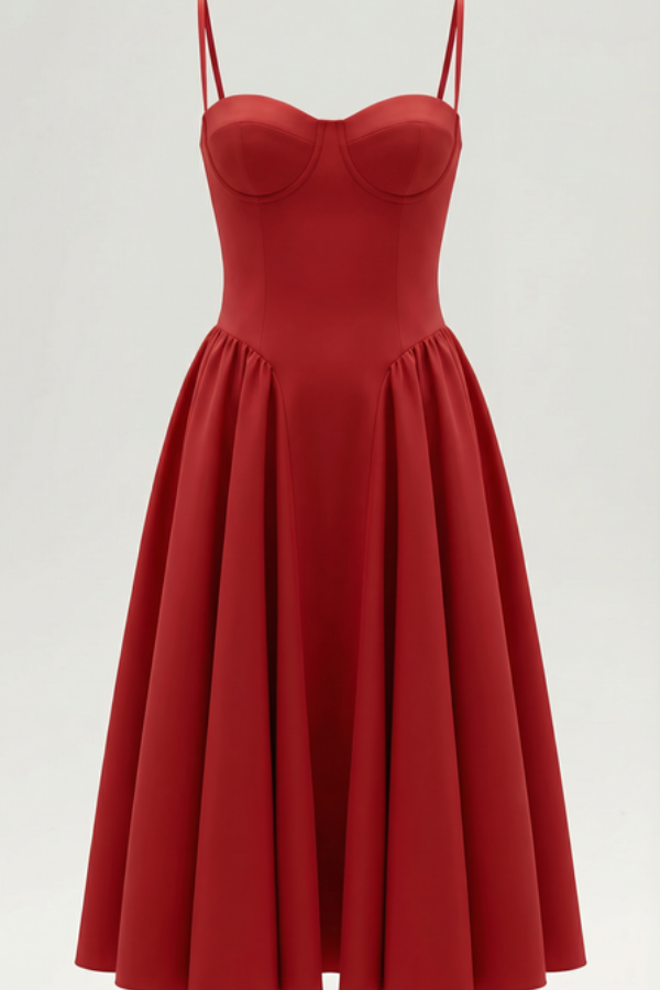 Floral Sweetheart Neck Midi Dress