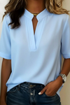 Refined Detail V-Neck Casual Blouse