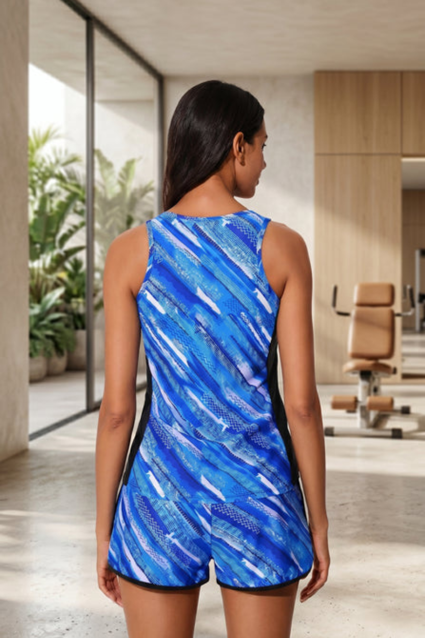 Sportliches Blouson Tankini-Badeanzug-Set