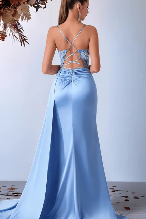 Embroidered Maxi Dress Open Back