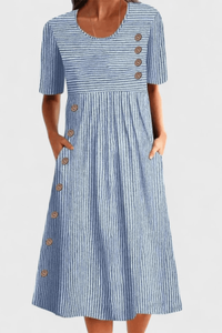 Button Front Pocket Maxi Dress