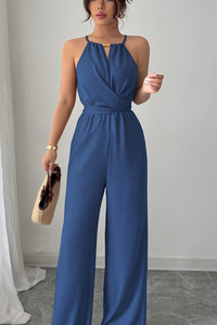 Pleated Twist-Waist Maxi Jumpsuit