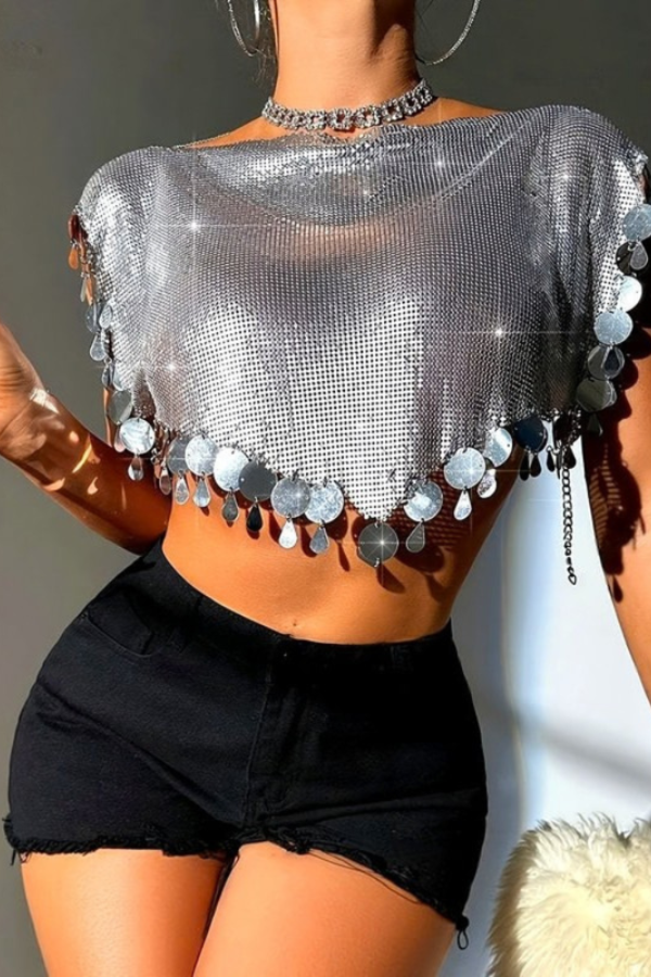 Gleaming Chain Top Open Back