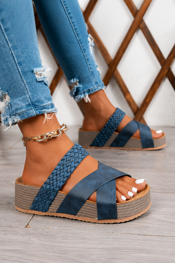 Vintage Woven Platform Summer Slippers