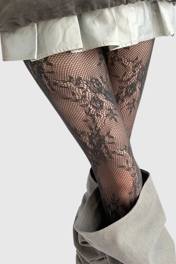Elegant Floral Lace Pattern Tights