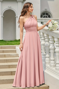 Ruched Halter Neck Keyhole Maxi Dresses