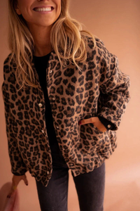 Leopard Print Casual Bomber Jacket