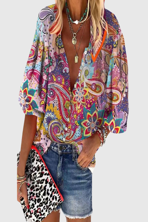 Floral Button Front Blouse