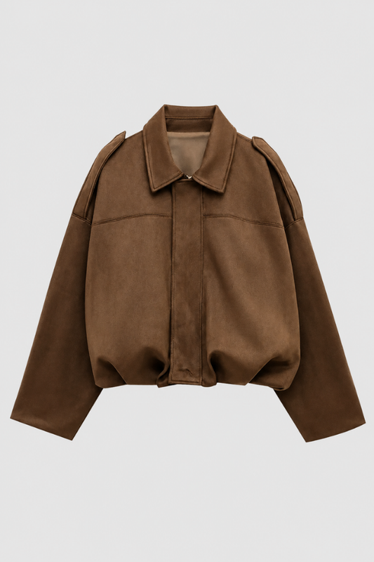 Chic Lapel Bomber Jacket