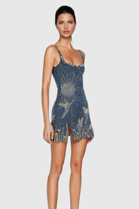 Star Detail Slit Mini Dress