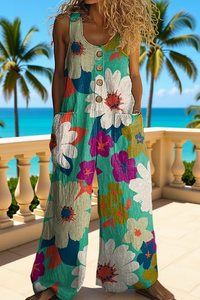 Floral Pocket Wide Leg Jumpsuit