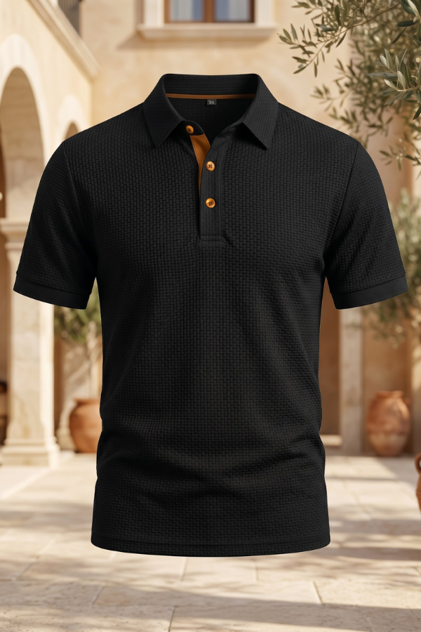 Hafenwelle Texturiertes Polo-Shirt
