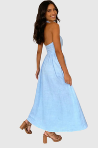 Coastal Halter Neck Keyhole Maxi Dresses