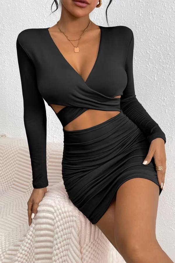 Sculpted Cutout Vneck Dress