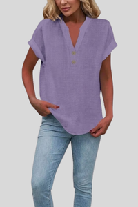 Elegant V Neck Button Blouse