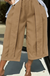 Elegant Cropped Summer Pants Pleated
