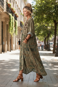 Relaxed Embroidered Midi Dress