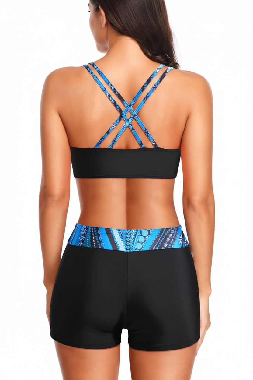 Gemustertes Tankini-Shorts-Set