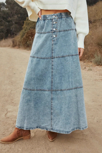 Vintage Patchwork Denim Maxi Skirt