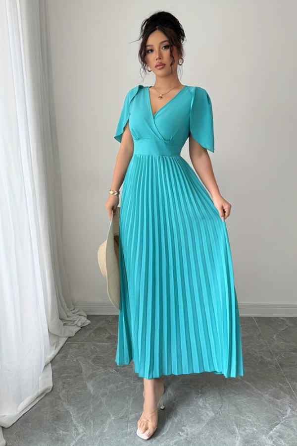 Waist Pleated Midi Dresses Elegant