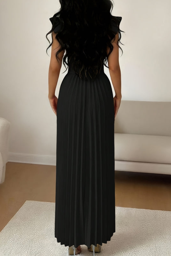 Chic Pleated Square Neck Midi Dresses