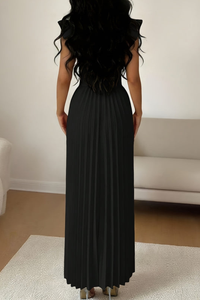Chic Pleated Square Neck Midi Dresses