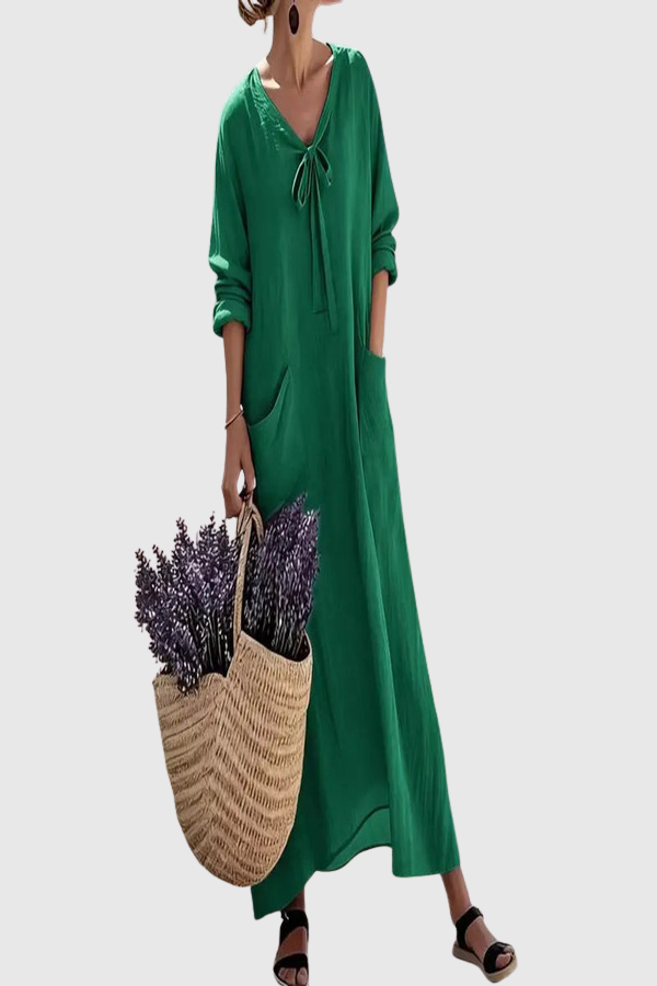 Relaxed V Neck Maxi Dress