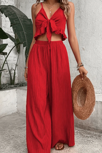 Chic Tie Front Pants Set