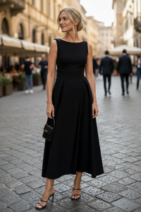 Defined Shape Sleeveless Midi Dress