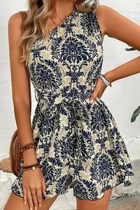 Floral Rayon Romper One Shoulder
