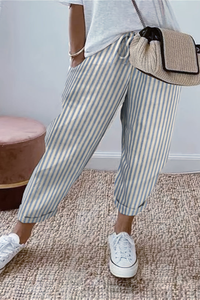 Vacation Cropped Summer Pants Striped