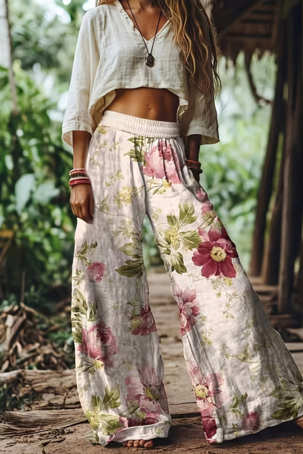 Floral Cropped Summer Pants Vintage