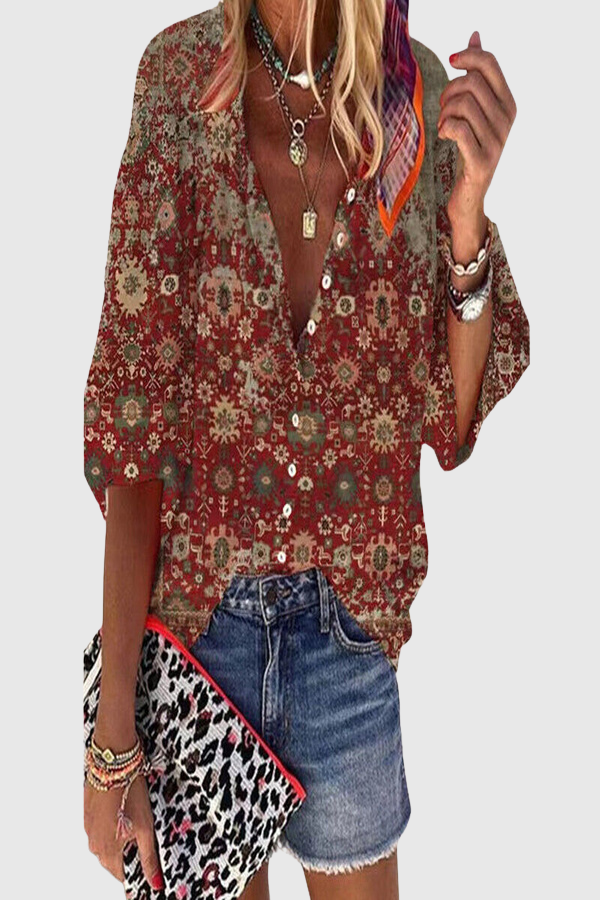 Floral Button Front Blouse