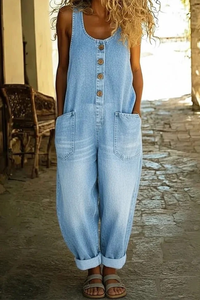 Relaxed Fit Pocket Overall Jumpsuit
