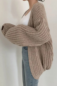 Cozy Knit Cardigan Balloon Sleeve