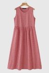 Plaid Pleated Halter Neck Midi Dresses