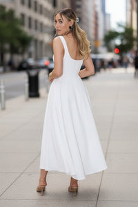 Refined Square Neck Midi Dress