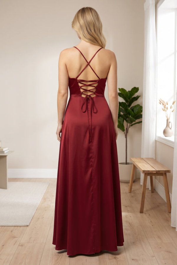 Elegantes Seitenschlitz Lässiges Maxikleid