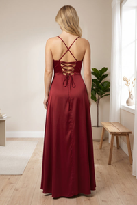 Elegantes Seitenschlitz Lässiges Maxikleid