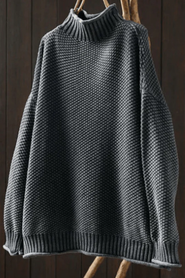 Textured Knit High Neck Sweater
