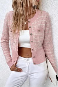 Chic Checked Knit Cardigan