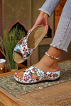 Perforated Wedge Comfort Slip On Sandals