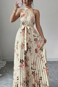 Elegant Halter Neck Keyhole Maxi Dresses