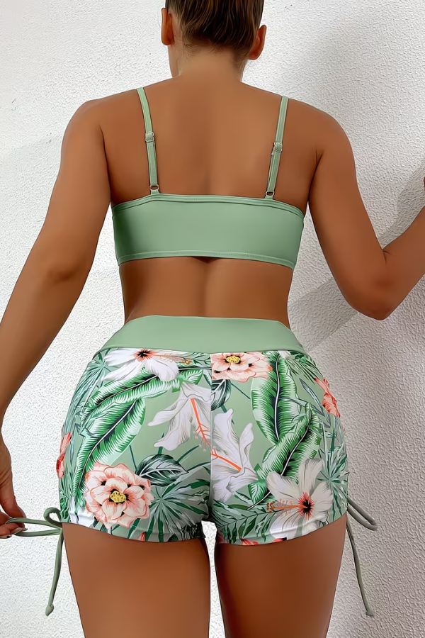 Tropical Drawstring Bikini Set