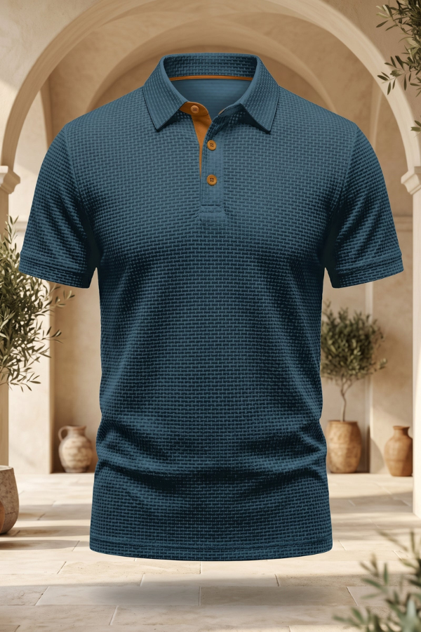 Hafenwelle Texturiertes Polo-Shirt