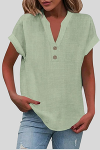 Elegant V Neck Button Blouse