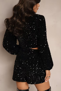 Gleaming Sequin Shorts Set