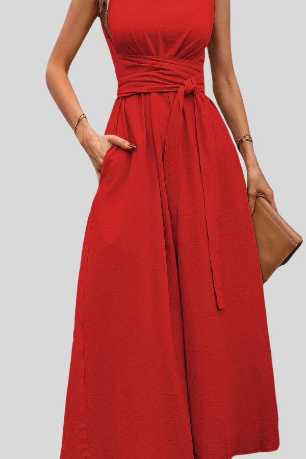Casual Pleated Halter Neck Midi Dresses
