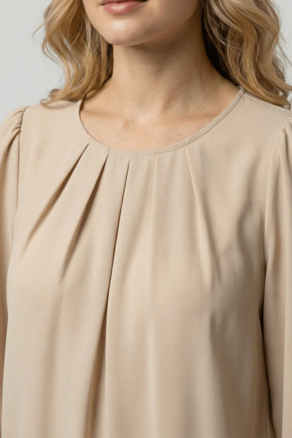 Elegant Pleated Long Sleeve Blouse