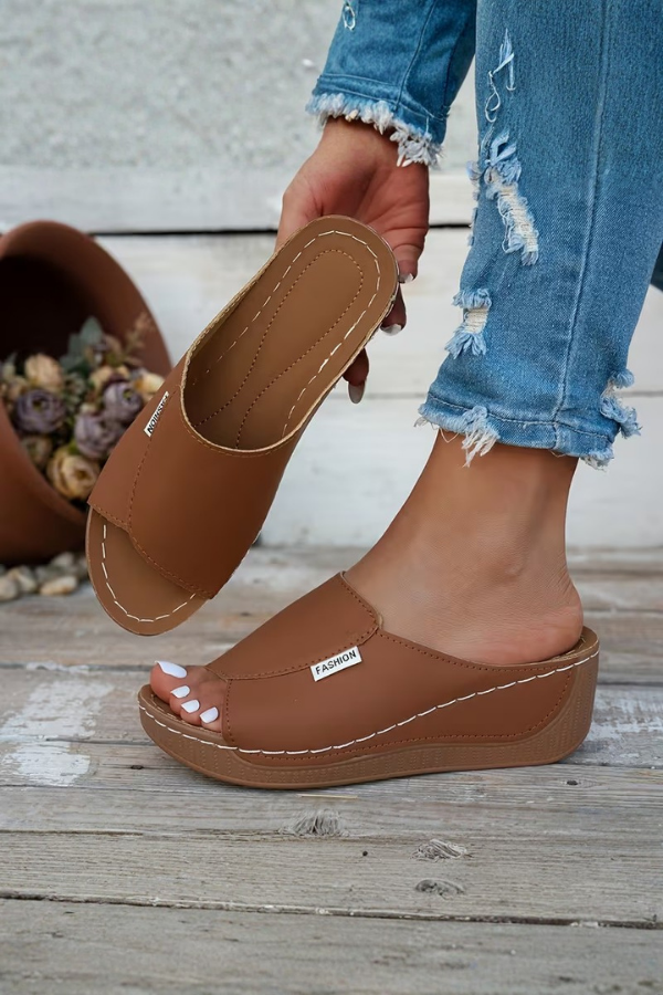 Arch Support Wedge Slip On Sandals